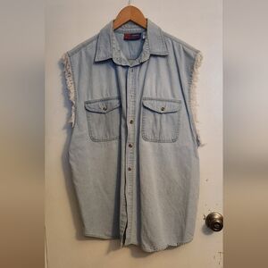 Men's Light Blue Denim Sleeveless Shirt